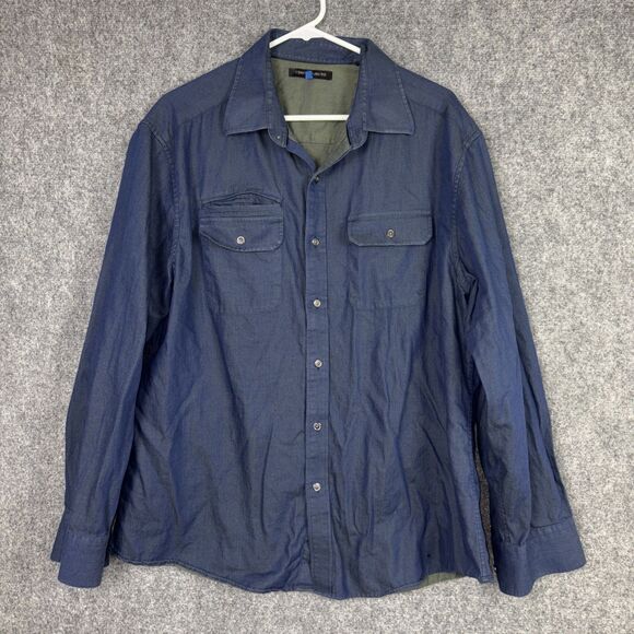Vince Camuto Shirt Mens XL Blue Button Up Causal Office Business Outdoors Travel - Picture 1 of 8